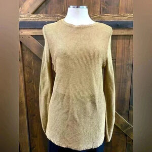 Ralph Lauren Purple Label HTF Gold Shimmering Crocheted Designer Sweater Size M